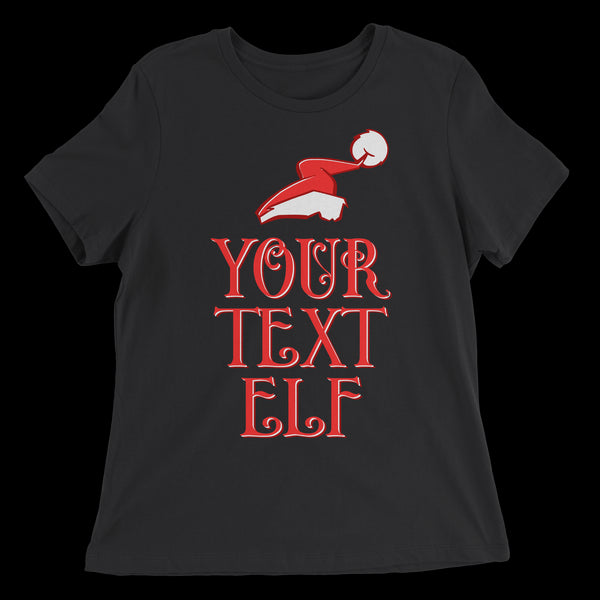 Personalized Elf Family Women's Relaxed Tee - Black